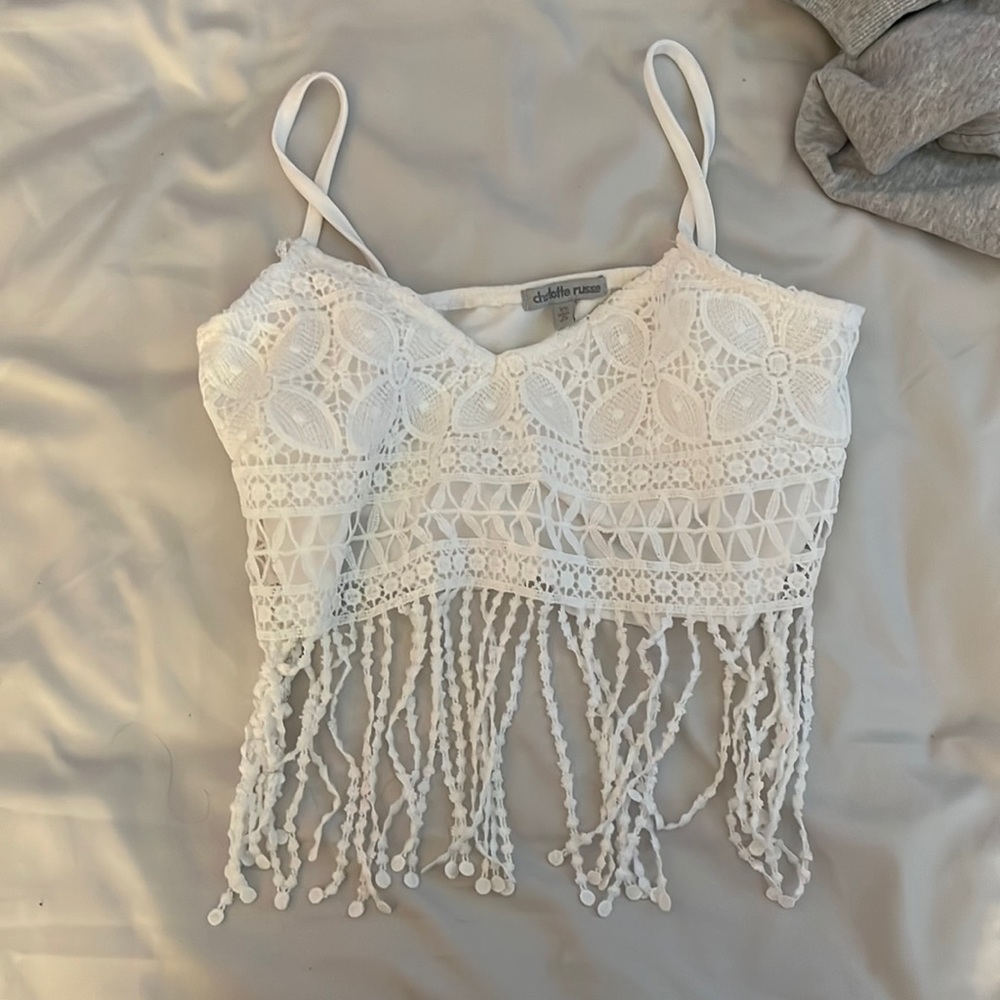 white cropped tank top